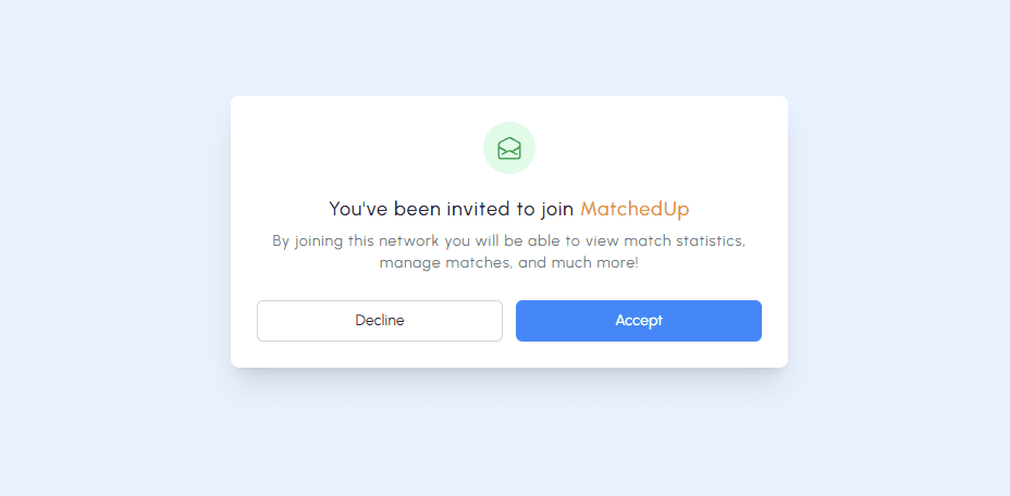 Accept an invite to a MatchedUp network