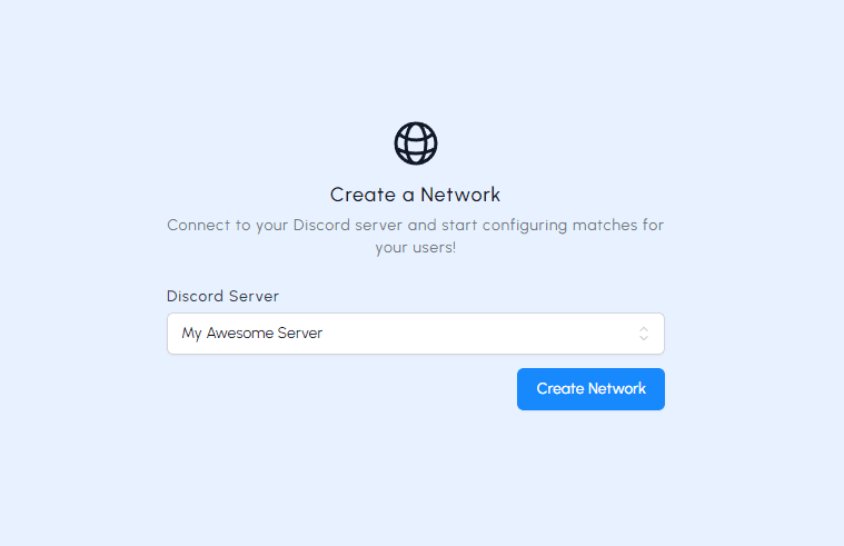 Create a MatchedUp network linked to your Discord server